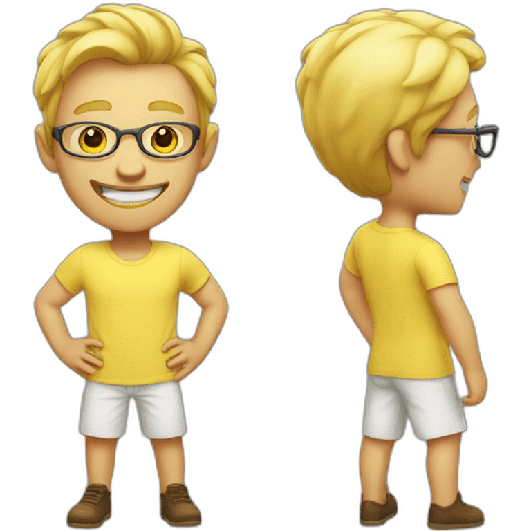 confident and outgoing man with yellow skin and without glasses emoji