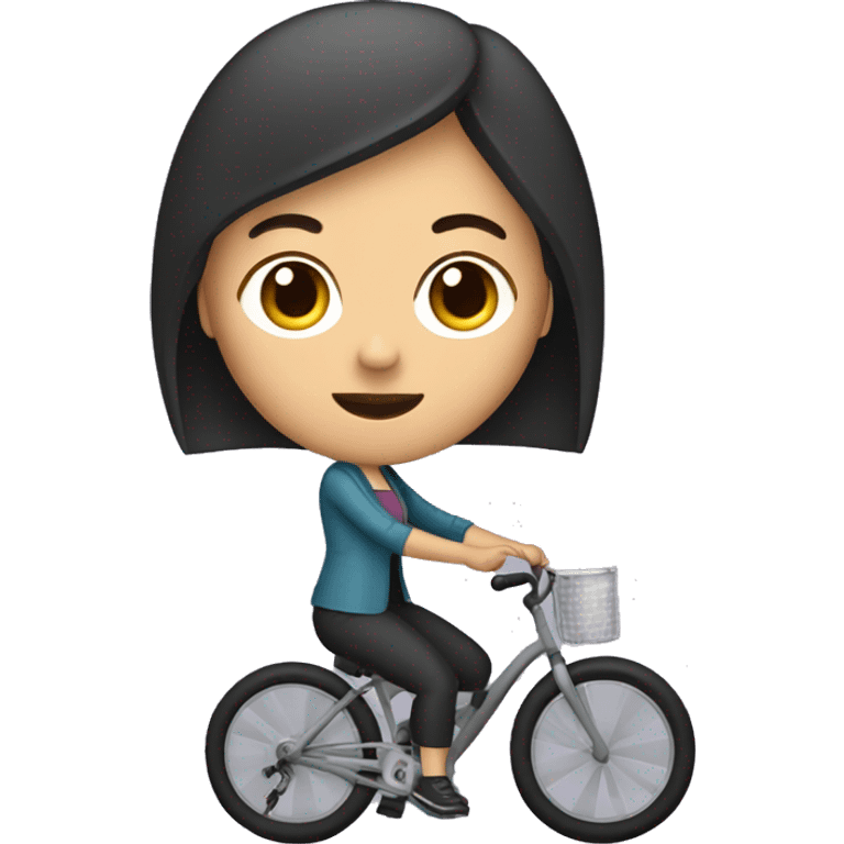 short white woman with dark hair. Iroquois. Loves karaoke, riding a bike, drinking aloe and sound emoji