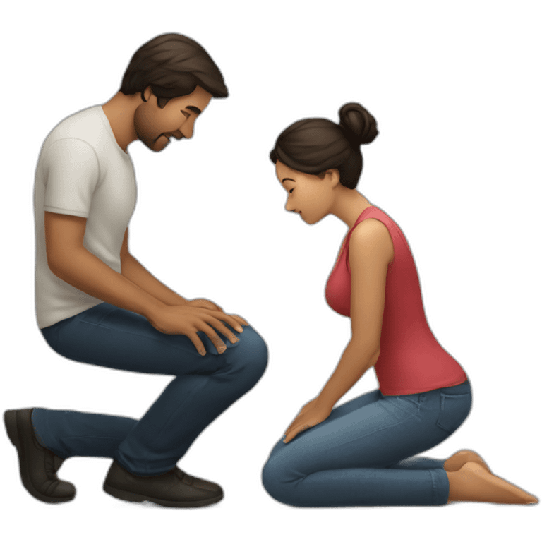 Woman on knees facing man emoji