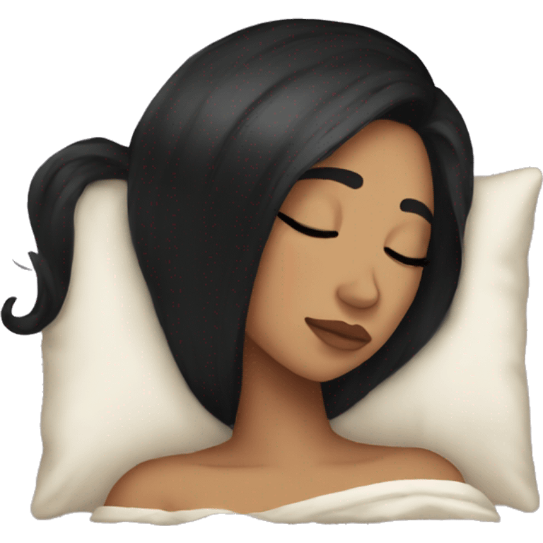 Sleeping queen black hair long and soft emoji