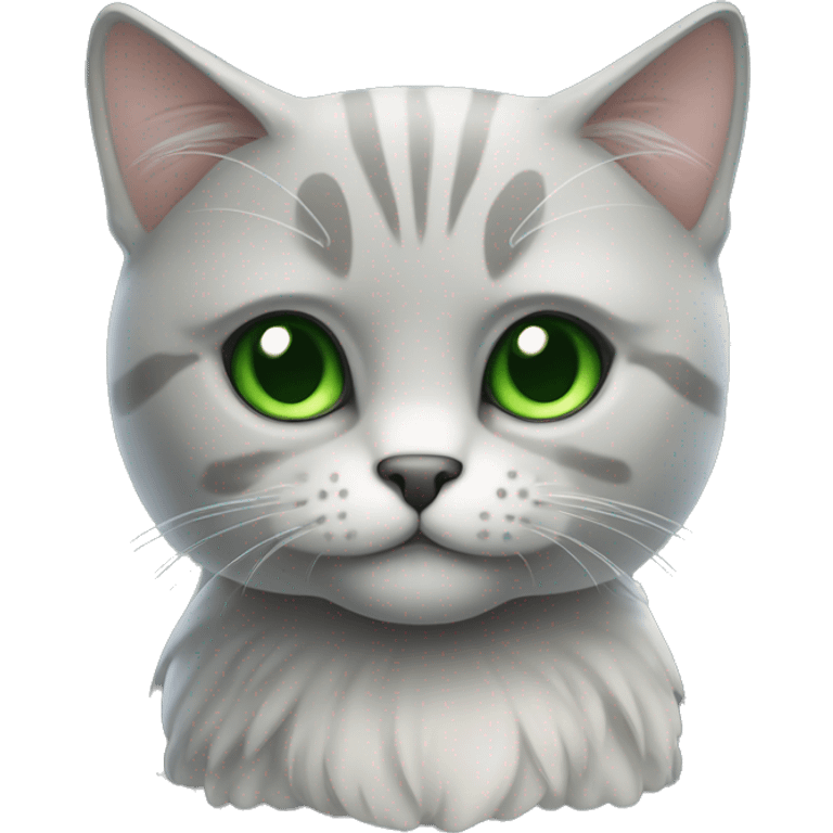 scotish fold cat in grey with Green eyes sitting emoji