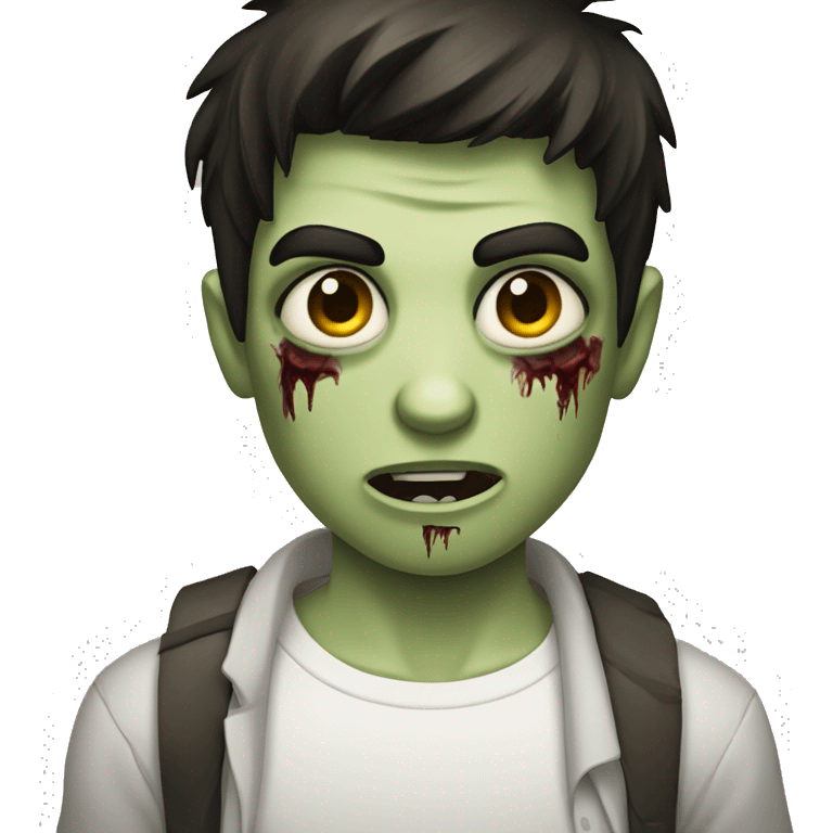 teen boy zombie with dark hair and white shirt emoji