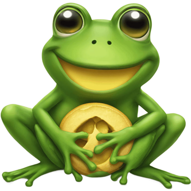 Frog eating a smiley face emoji