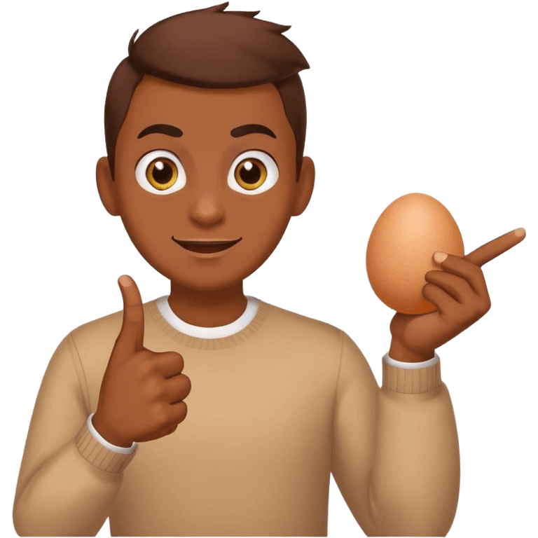 An egg is dirtying its finger to tease someone. emoji