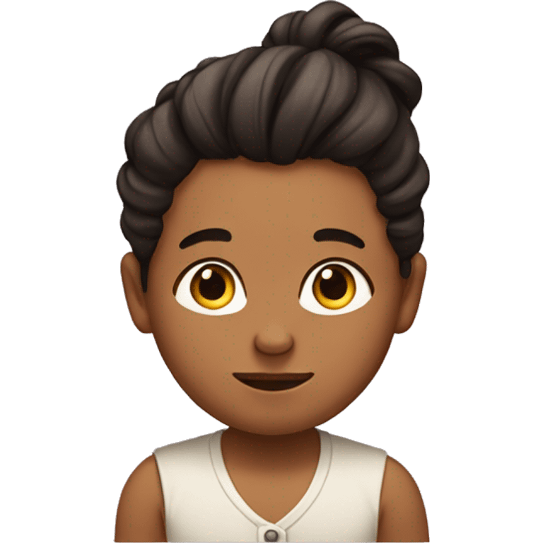 A feminine looking boy with a babyface, has a man bun with some baby hair sticking out  emoji