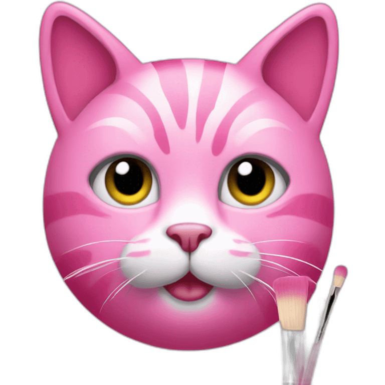 pink cat with brushes  emoji