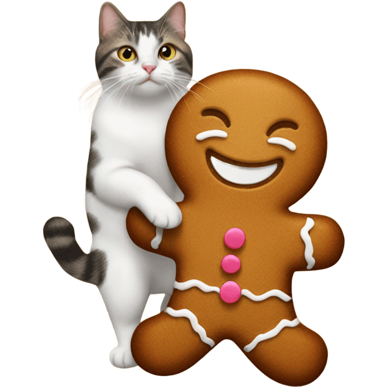 gingerbread man with a cat emoji