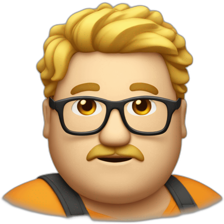 Fat man con gafas y el pelo rubio corto diciendo hola emoji