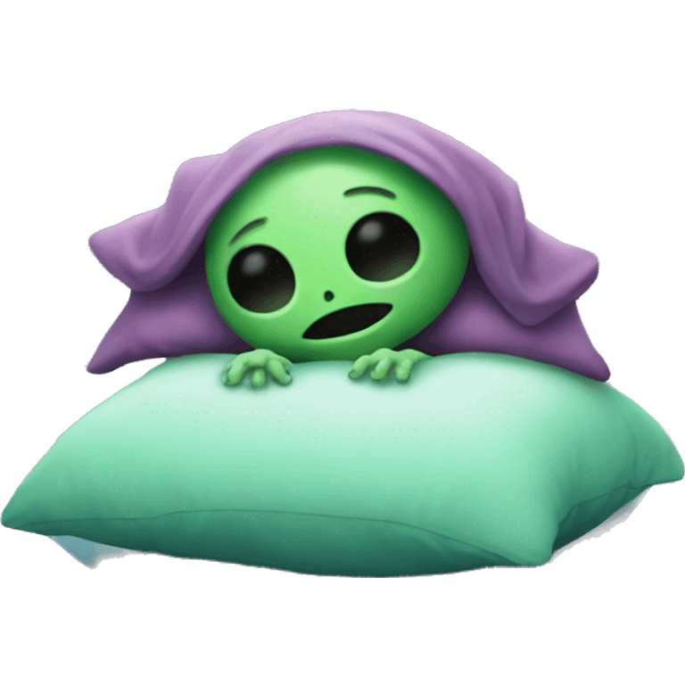 Alien is sleeping on pillow  emoji