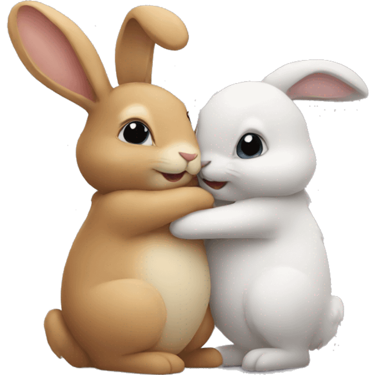 rabbits hugging emoji