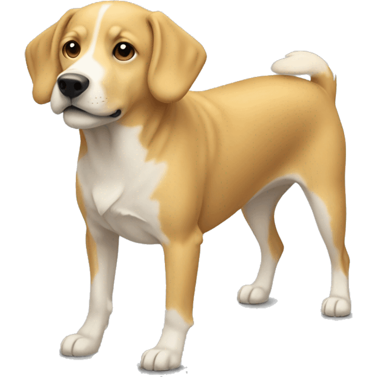 golden short-haired dog with one white spot along chest emoji