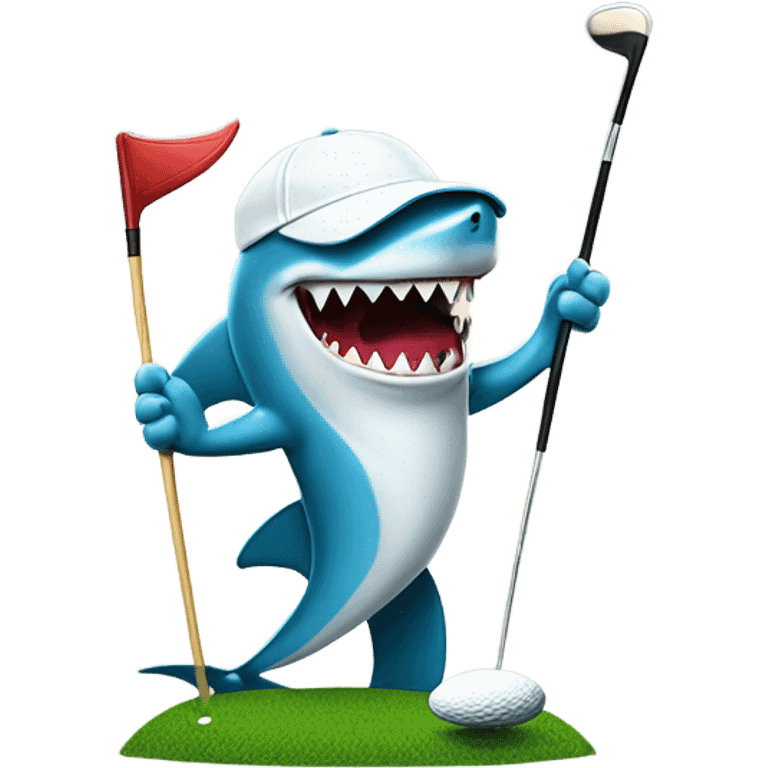 A shark golfing emoji