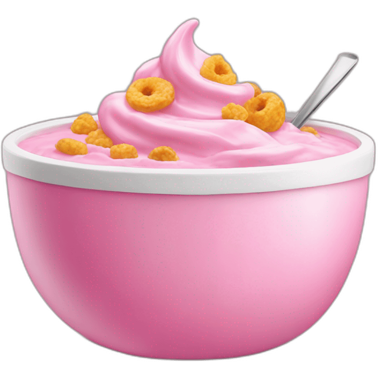 pink iogurt with cereal as topping on a bowl emoji