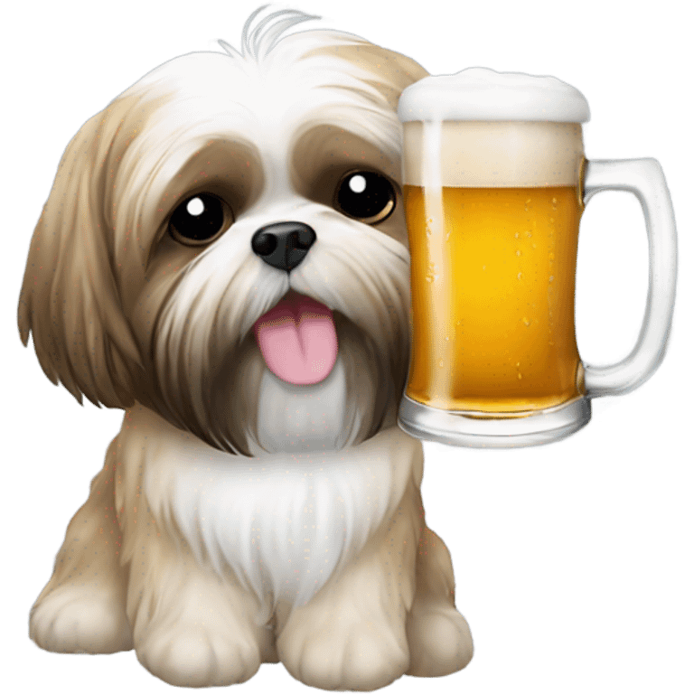 Shih Tzu drinking a beer emoji