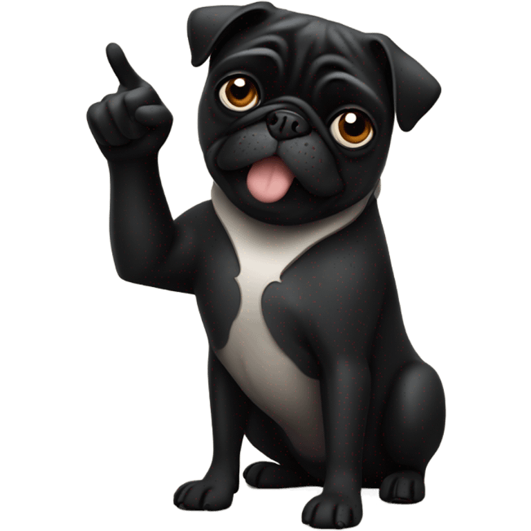 Black pug giving the thumbs down sign emoji