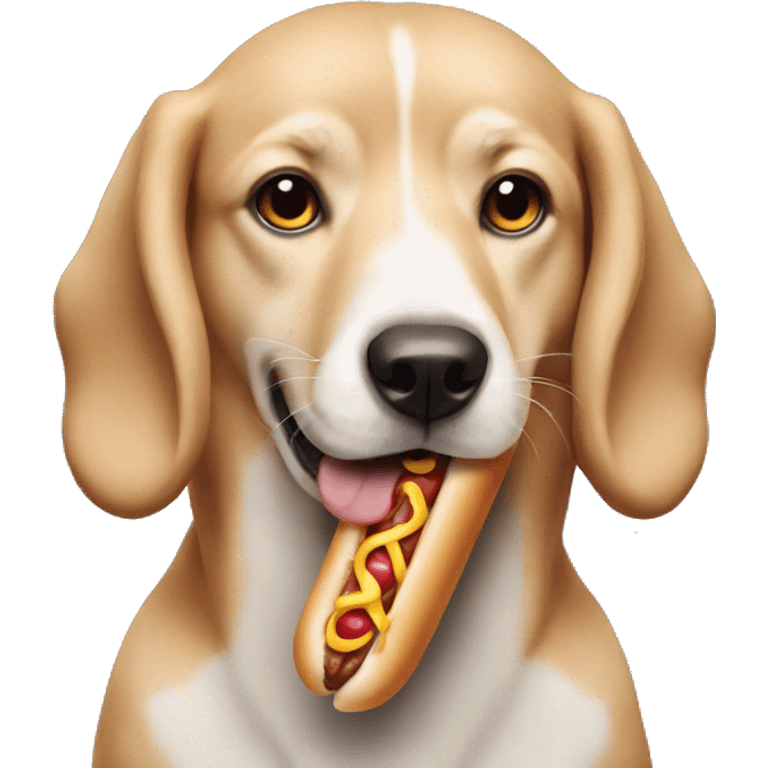 Dog eating a hotdog emoji