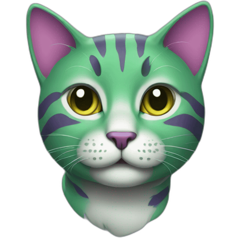 Green purple cat emoji