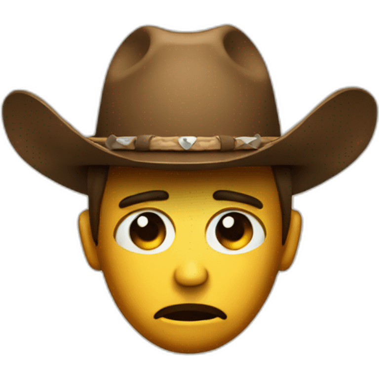 sad face with cowboy hat emoji