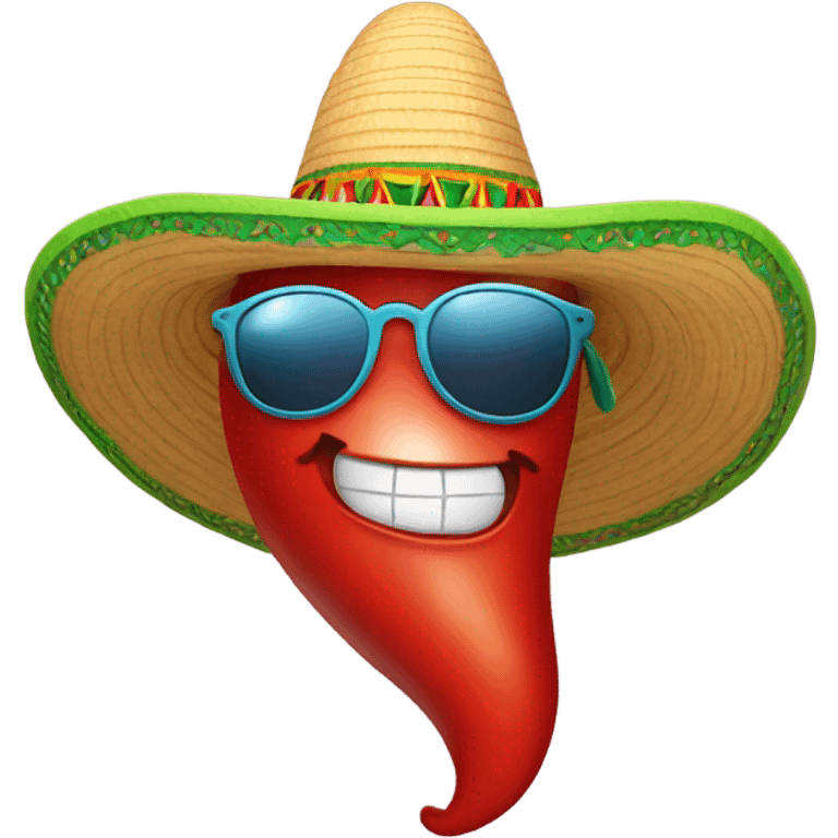 pepper with sombrero and sunglasses and necklace emoji