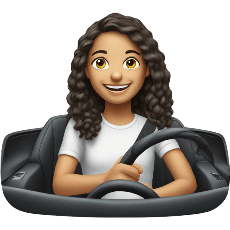 smiling girl in car portrait emoji