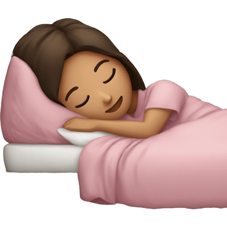 Brunette girl sleeping in the bed emoji