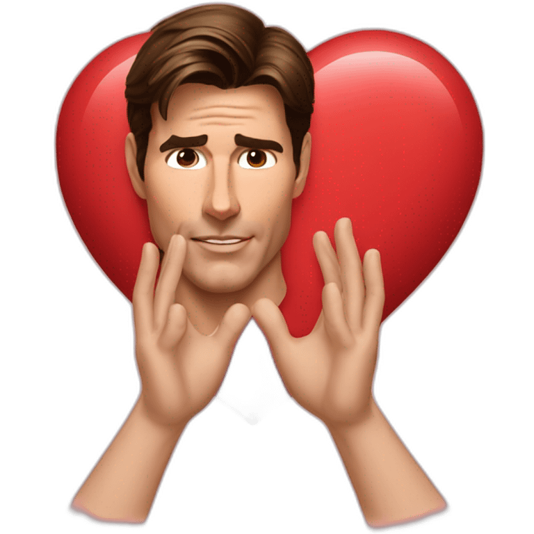 Realist Tom cruise do a heart with his hands emoji