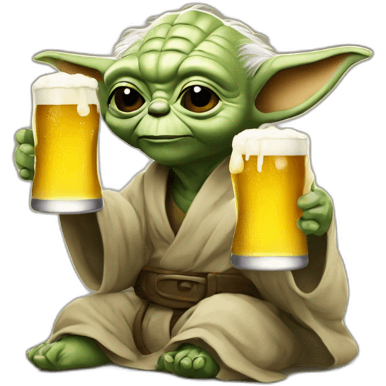 Yoda drinking a beer emoji