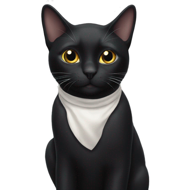 A black cat with a white spot on its chest emoji