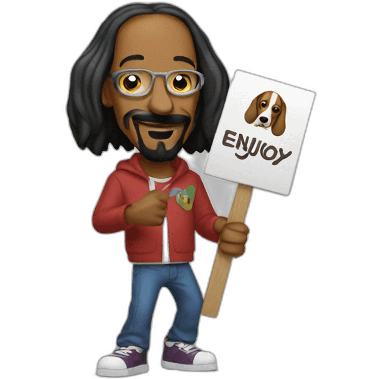 Snoop dog Holding a sign that says Enjoy emoji