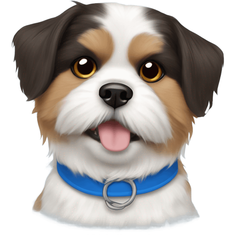 Shih tzu corgi mix with blue collar  emoji