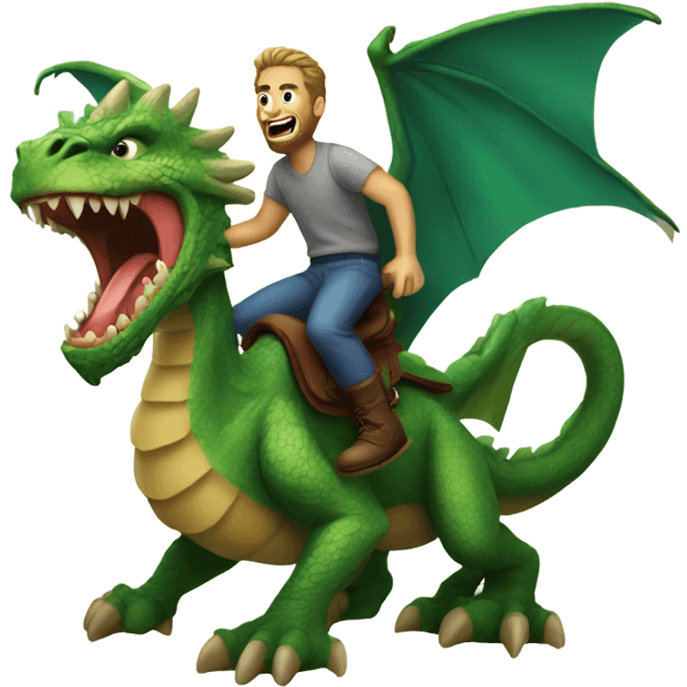 Man riding a dragon with big foot emoji