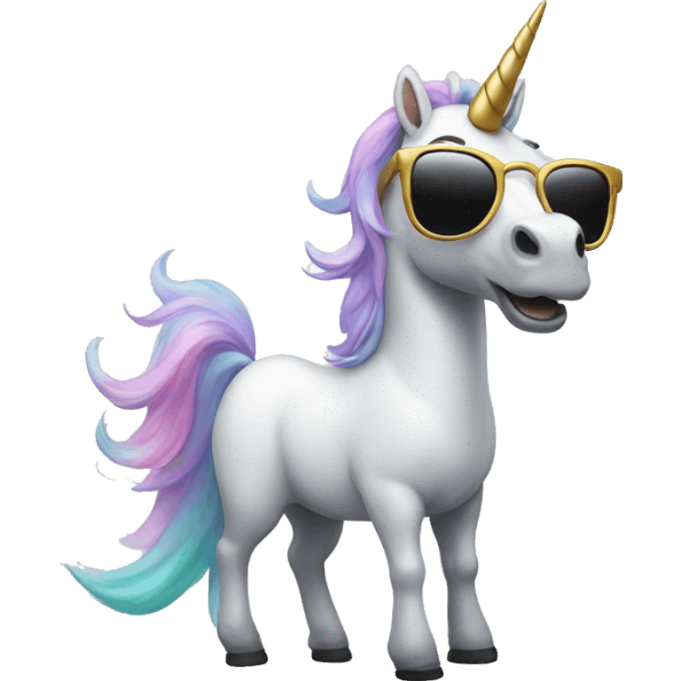 Unicorn flipping off with sunglasses emoji