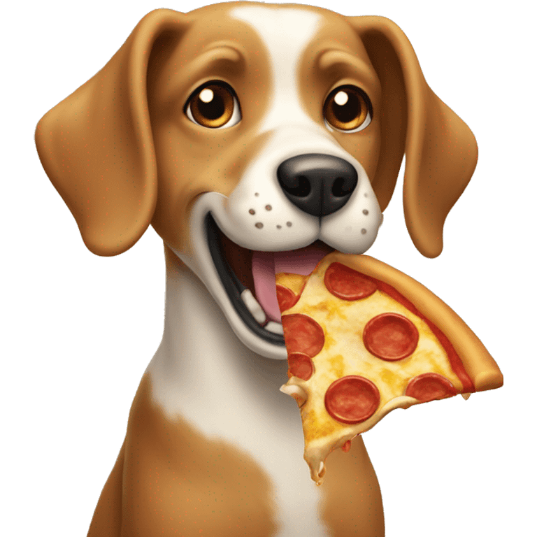 Dog eating a pizza emoji