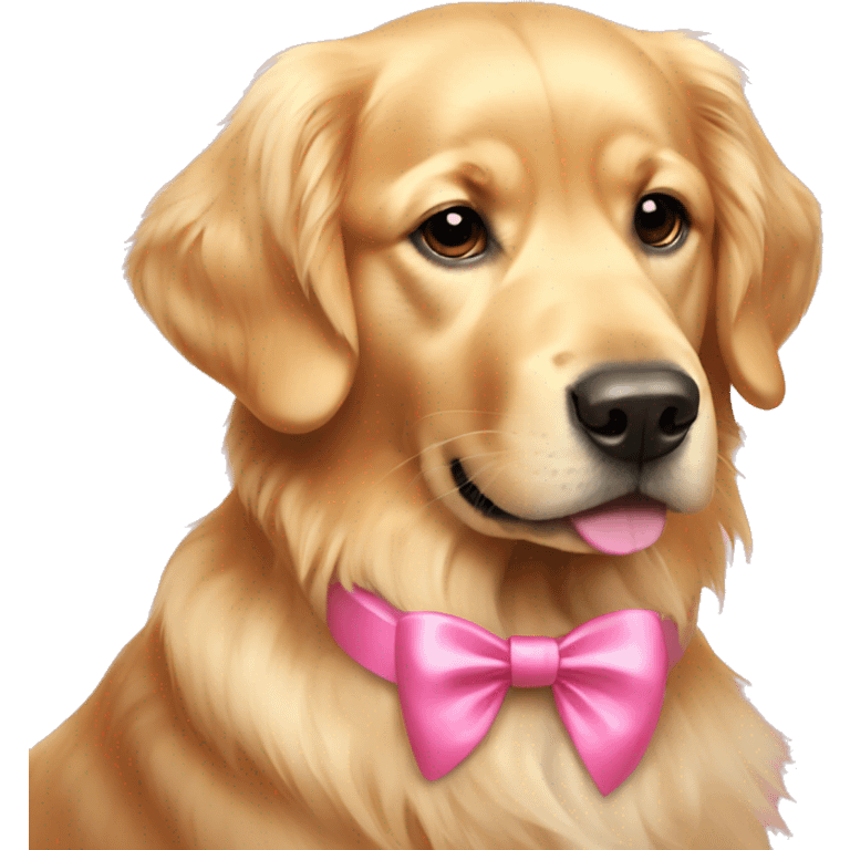 golden retriever with pink bows emoji