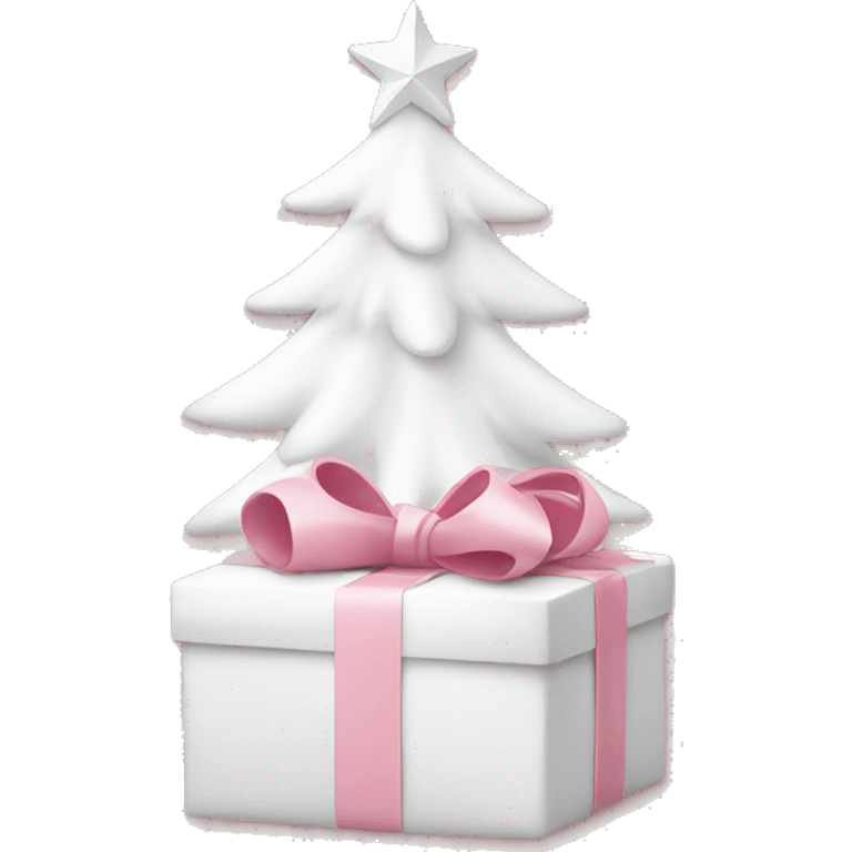 Light pink Christmas gifts under a white Christmas tree  emoji