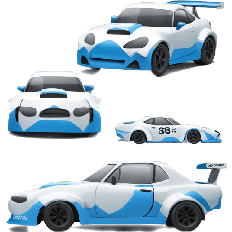 wide-body pearl-blue Cardstock Papercraft fr-s racecar emoji