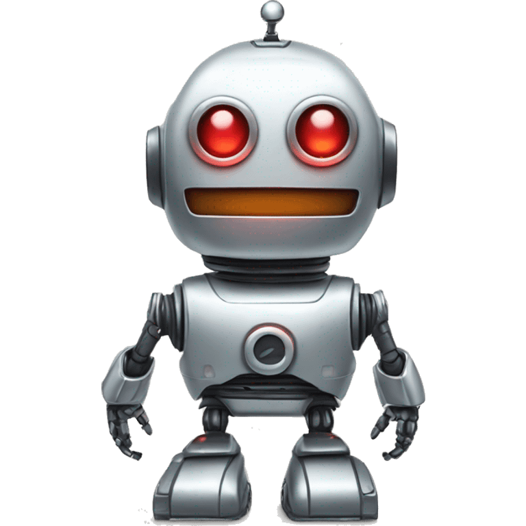 metal robot in the shape of a snowman with glowing red eyes emoji