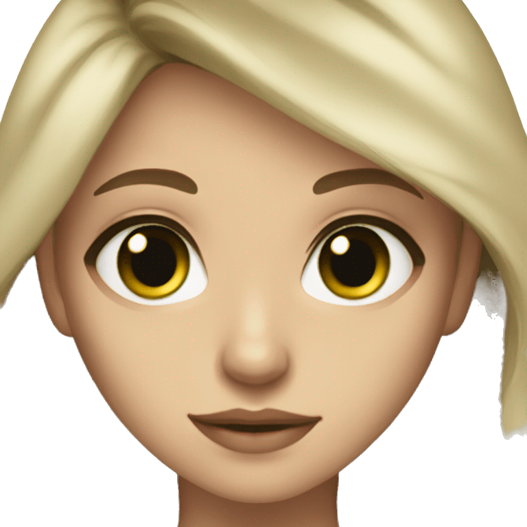 girl with dark green eyes,dark blonde hair, in aesthetic close emoji