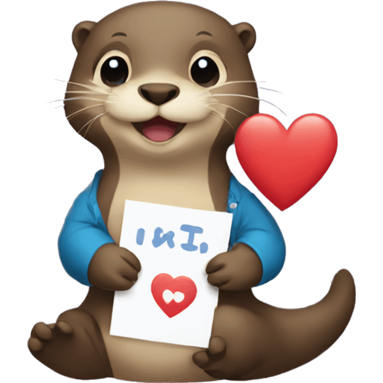 Otter holding an I Love You sign emoji