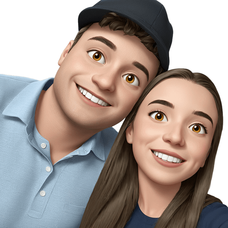 smiling girl with boy emoji