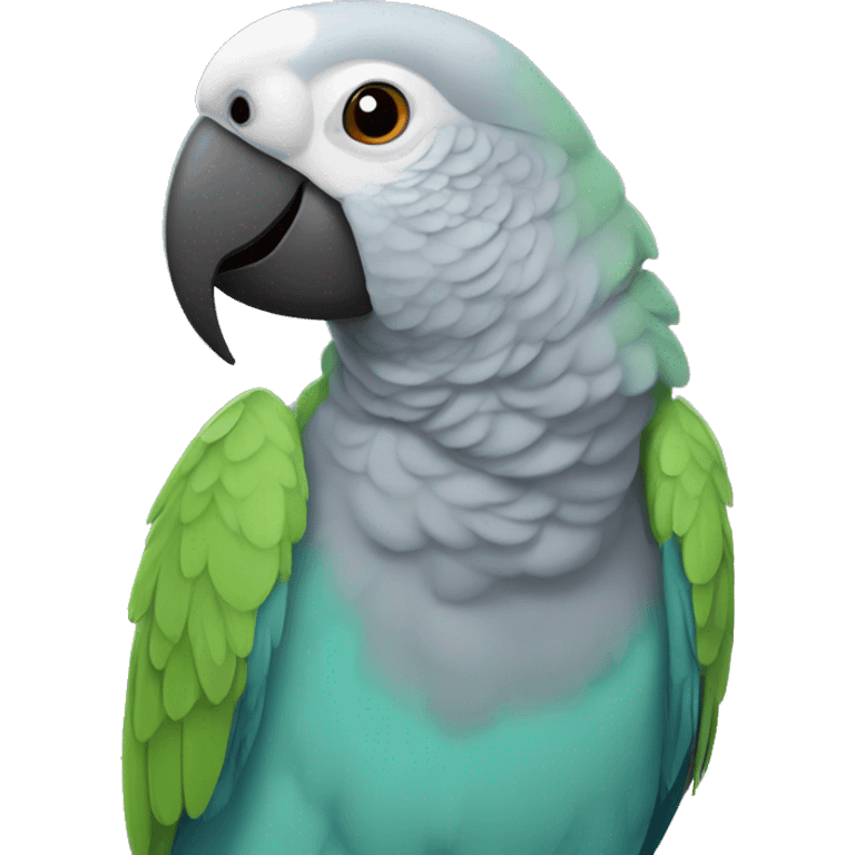 Gray ring neck parrot with zazz emoji