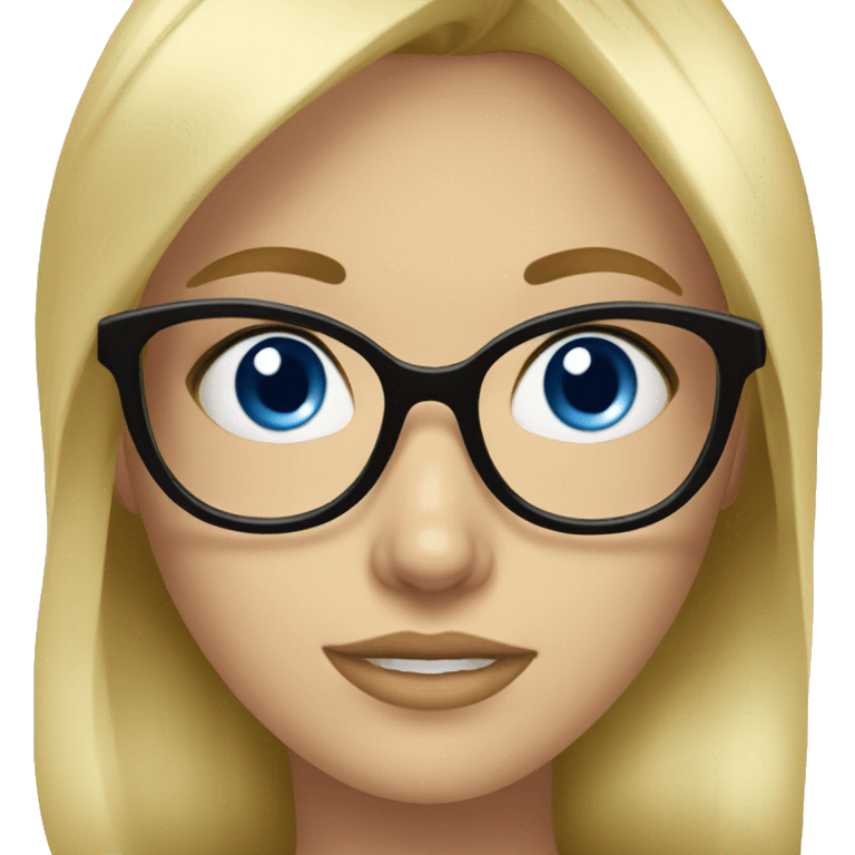 blonde girl blue eyes with glasses indoors emoji