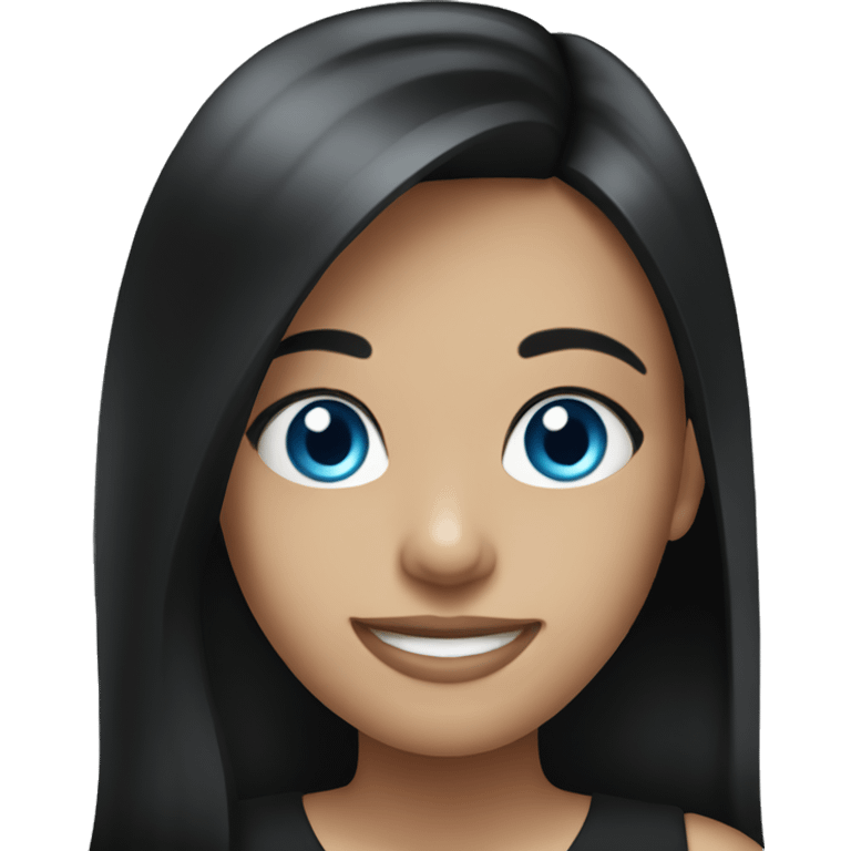 smiling girl with blue eyes black dress emoji