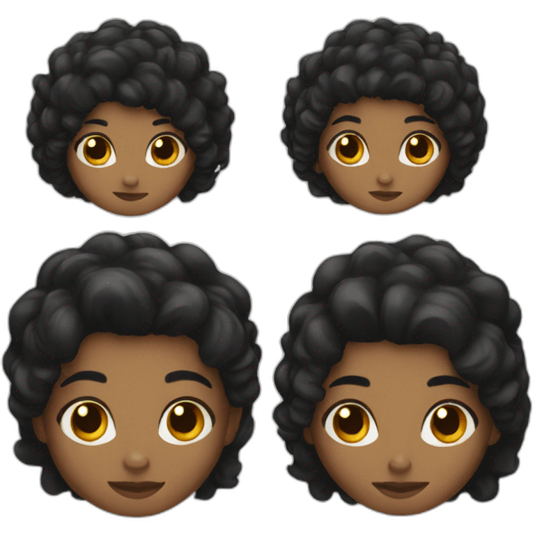 trio black hair emoji