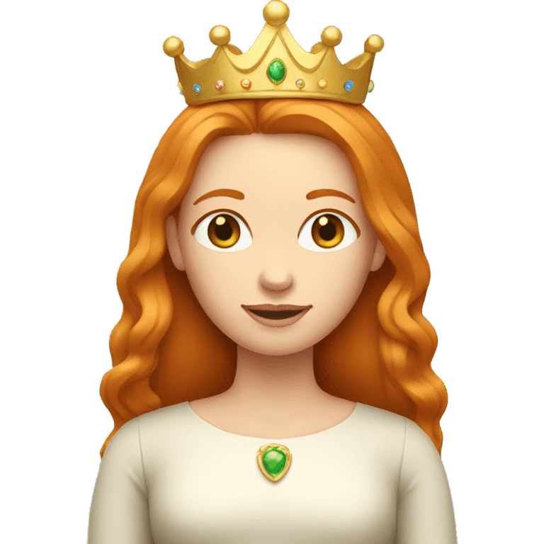 Ginger woman with a long straight hair and a crown emoji