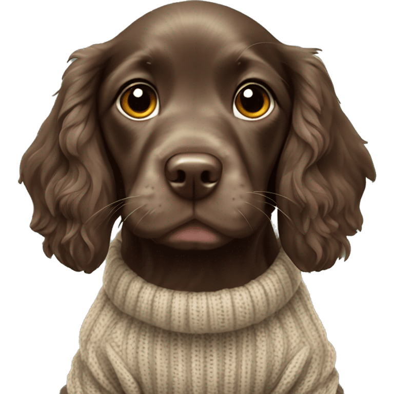 Boykin spaniel puppy wearing sweater  emoji