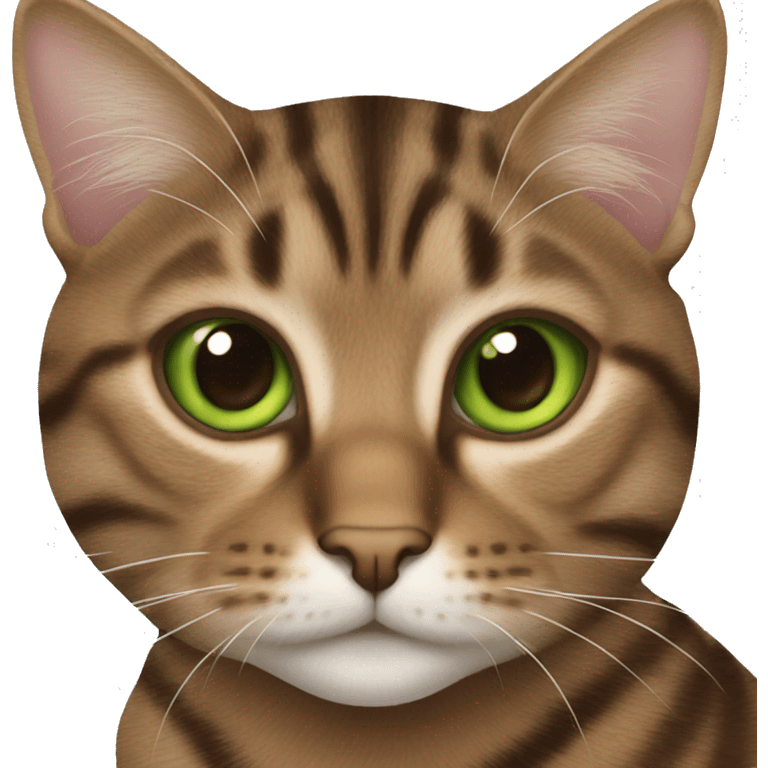 Brown tabby cat green eyes emoji