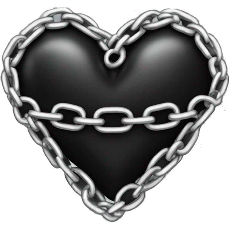 black heart with silver chains wrapped around emoji