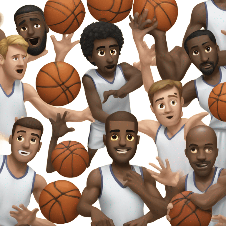 White guy playing basketball with a bunch of black guys emoji