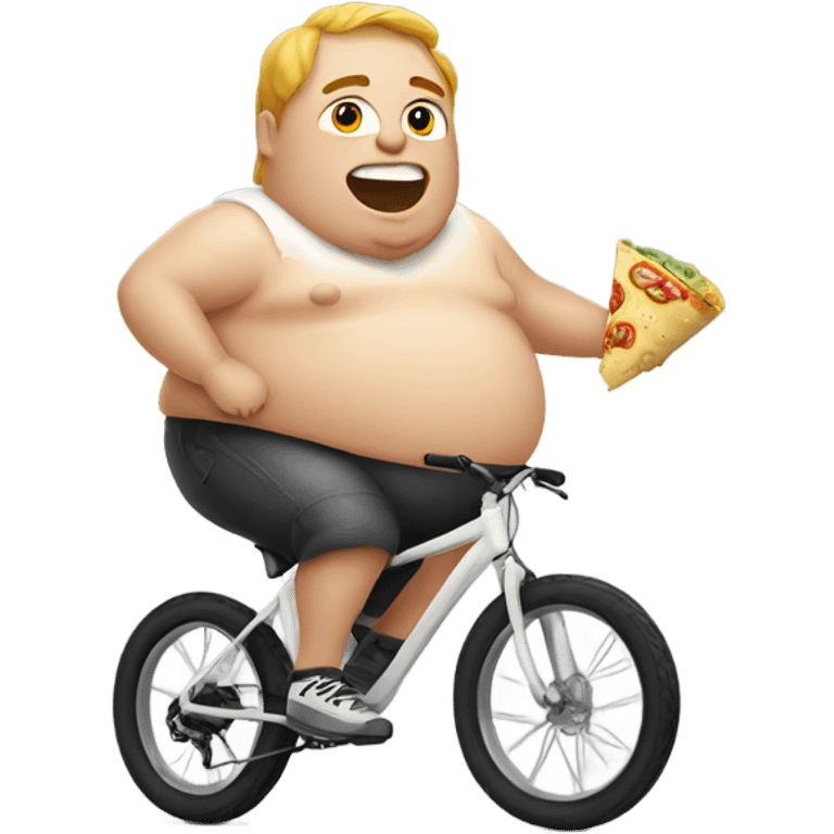 Fat white bike rider eating a burrito emoji